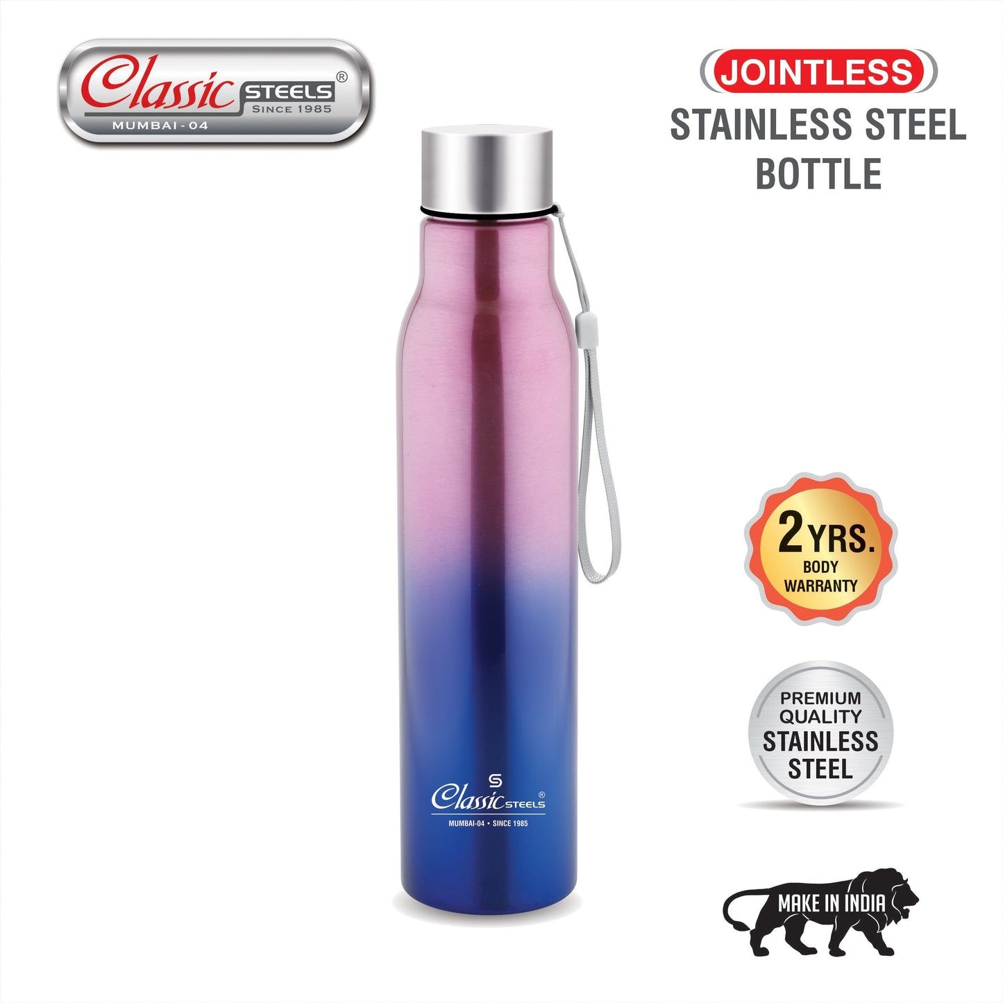 Easy Jinnie (Jointless) Single Wall Stainless Steel Bottle