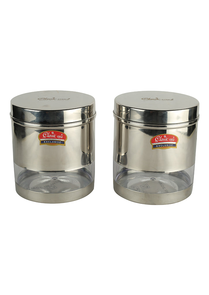 Modern See Through St. Steel Container Set Of 2