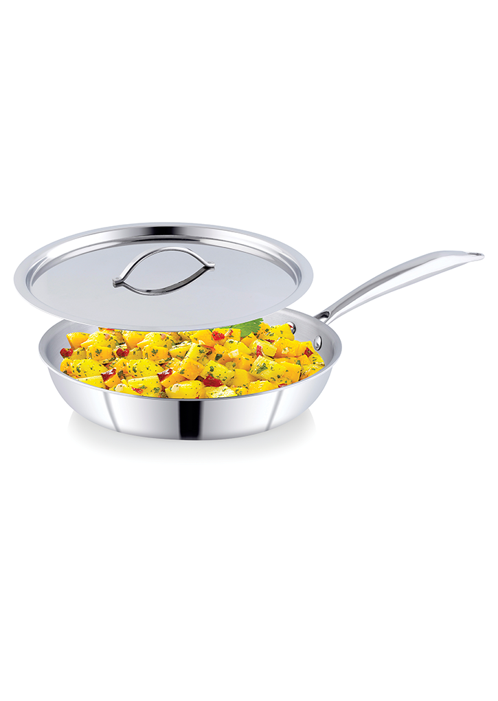 Premium Triply Stainless Steel Fry Pan With Lid