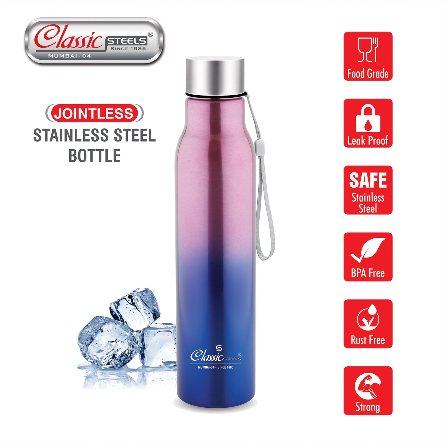 EASY JINNIE (JOINTLESS) SINGLE WALL STAINLESS STEEL BOTTLE