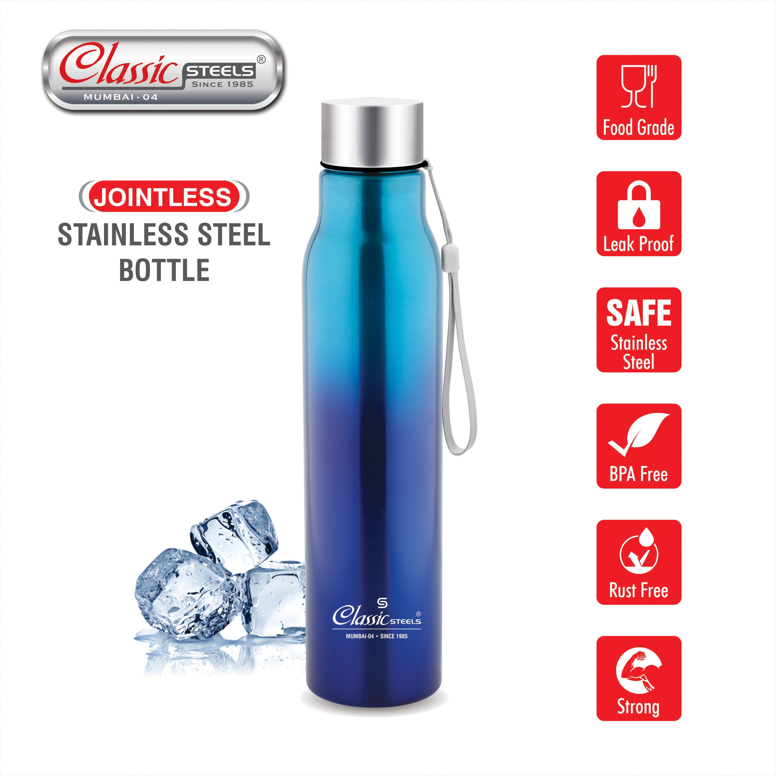 EASY JINNIE (JOINTLESS) SINGLE WALL STAINLESS STEEL BOTTLE