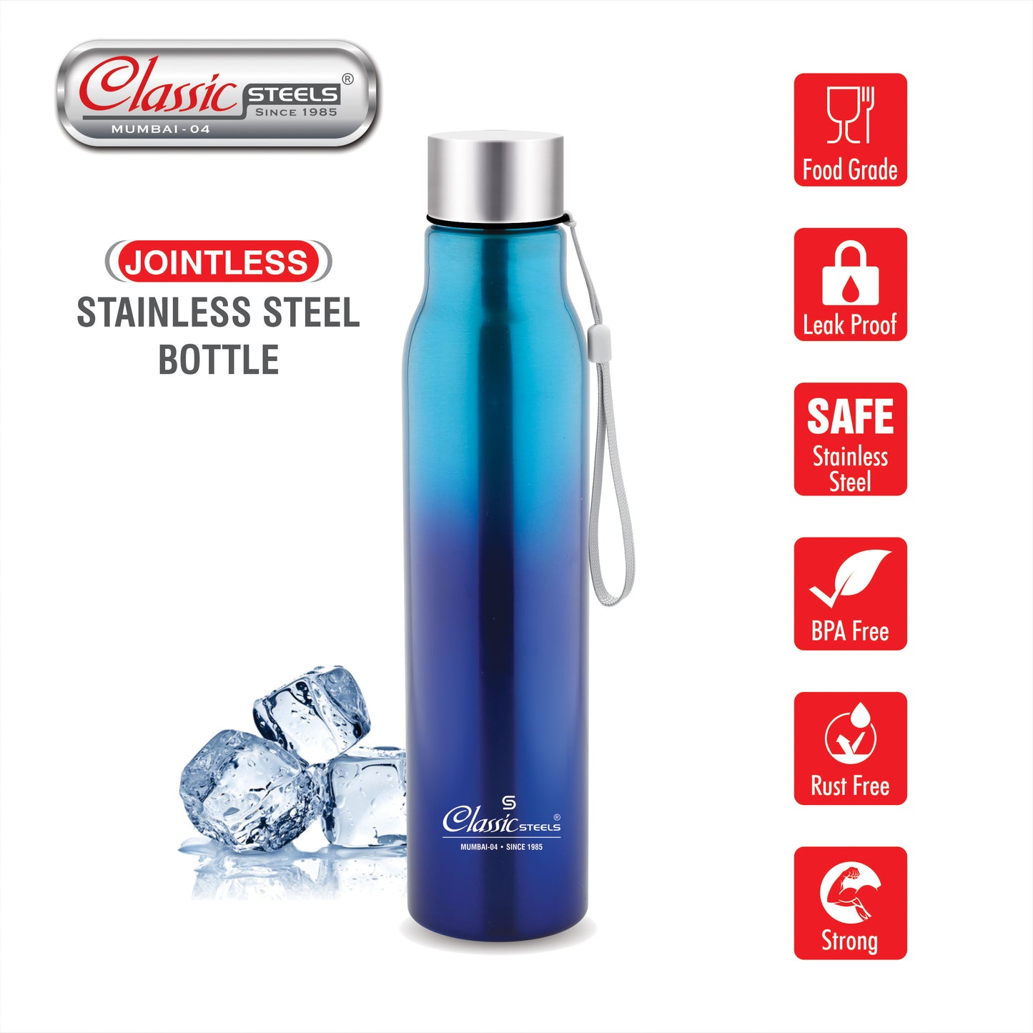 EASY JINNIE (JOINTLESS) SINGLE WALL STAINLESS STEEL BOTTLE