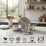 Triply Cookware Gift Set (4 Pieces) with Steel Lid Fry Pan, Kadhai, Saucepan & Lid