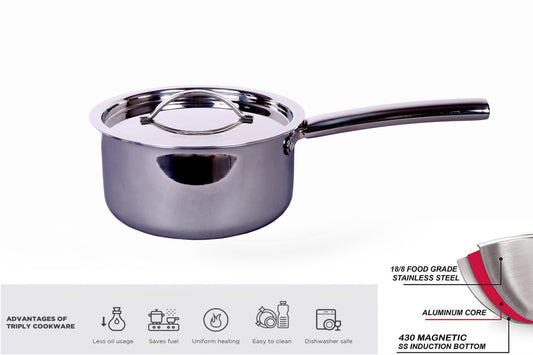 Premium Triply Stainless Steel Sauce Pan