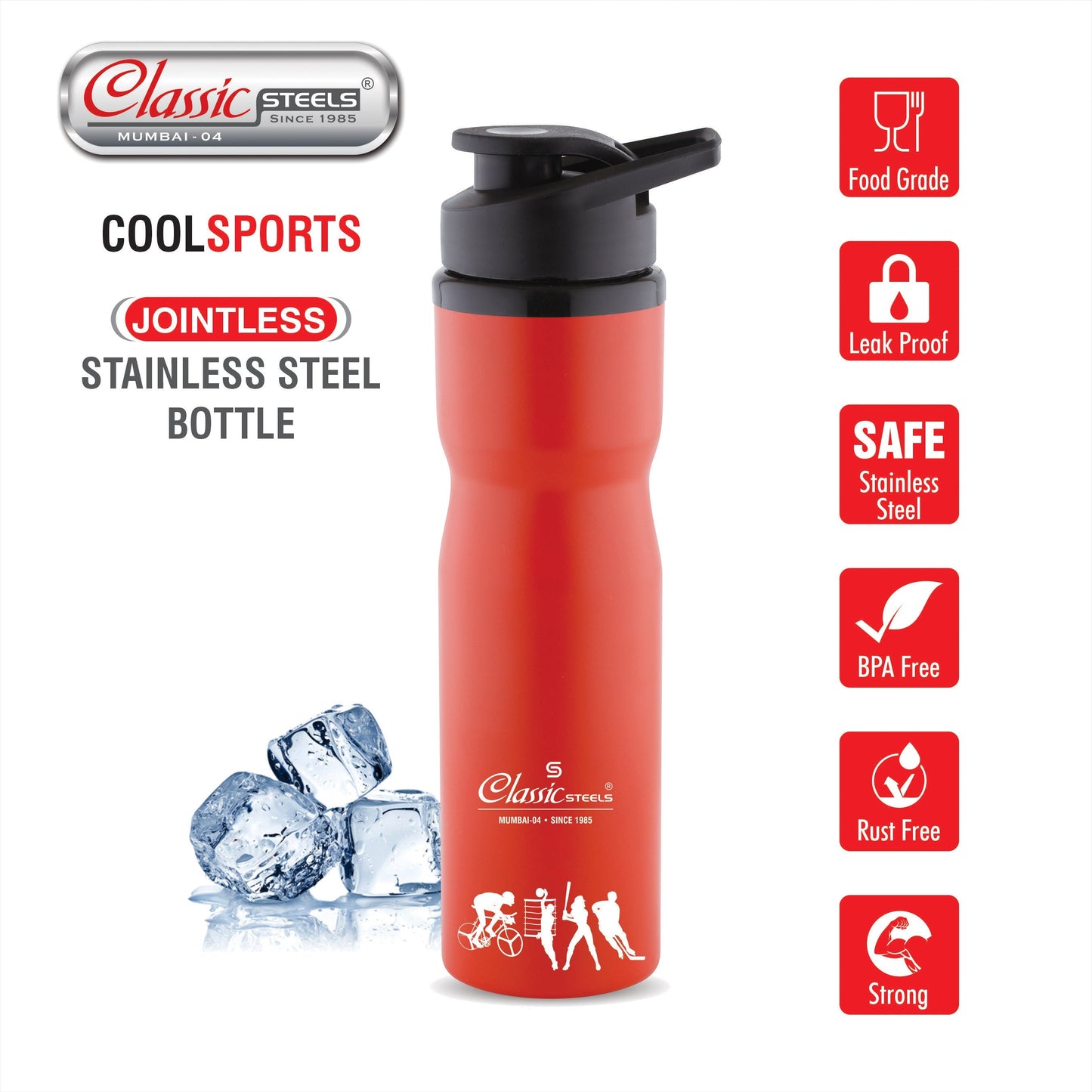 Cool Sports Single Wall Stainless Steel Water Bottle