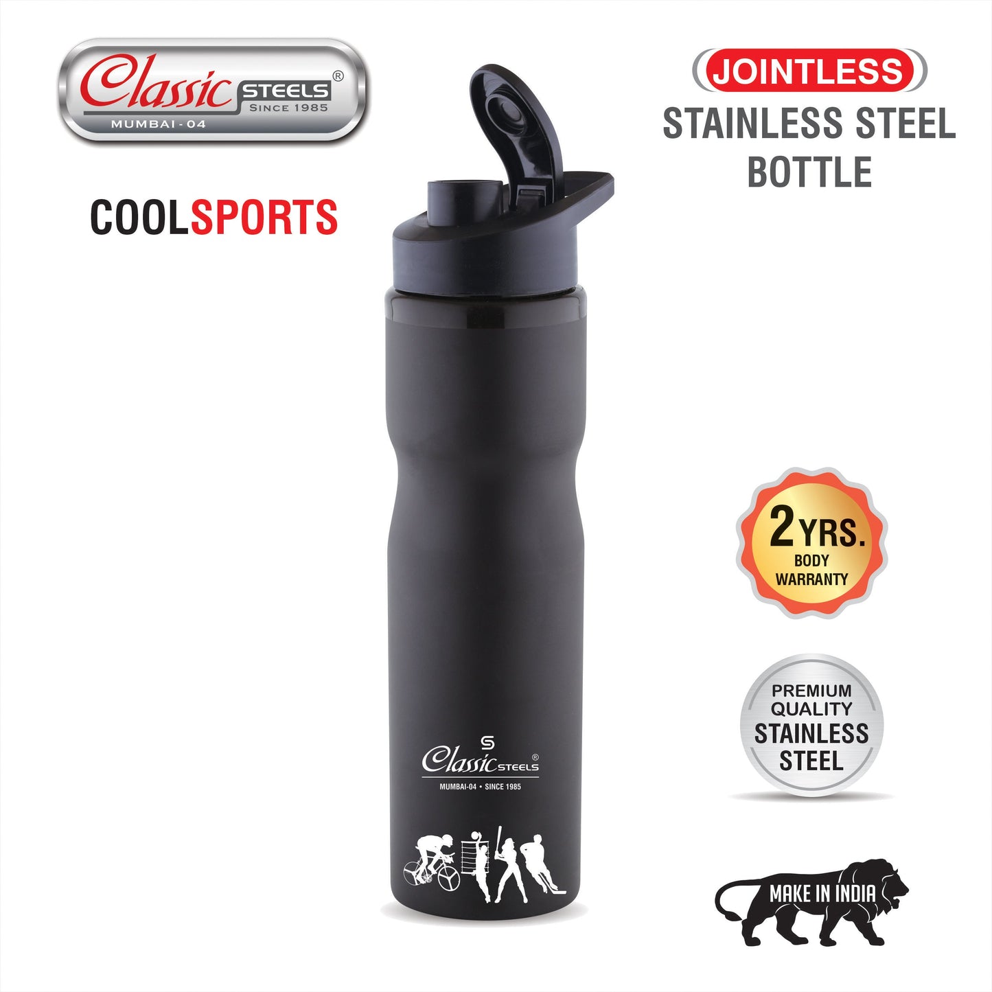 Cool Sports Single Wall Stainless Steel Water Bottle