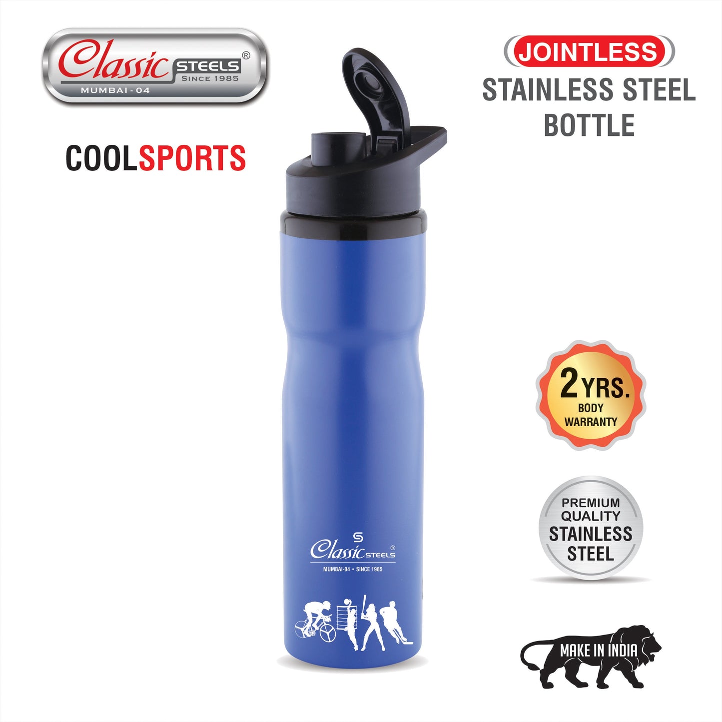 Cool Sports Single Wall Stainless Steel Water Bottle