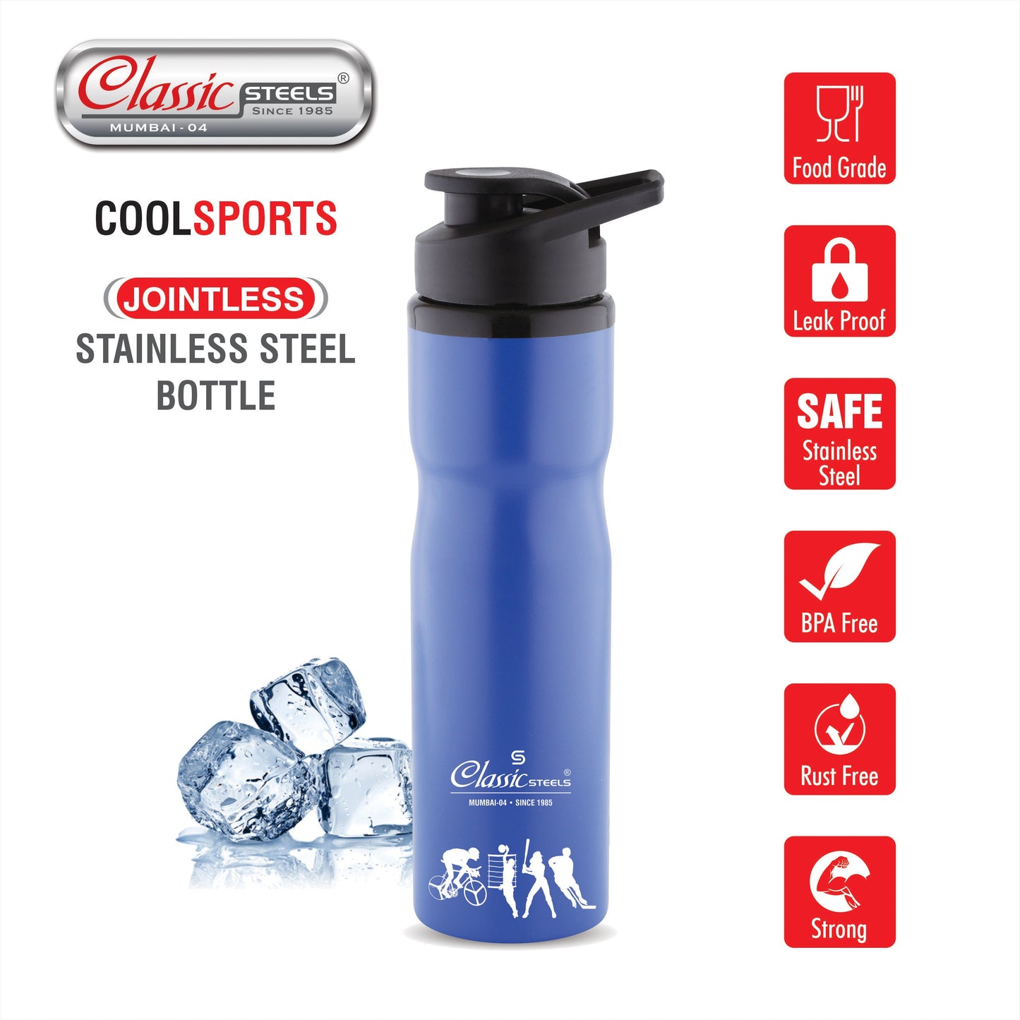 Cool Sports Single Wall Stainless Steel Water Bottle