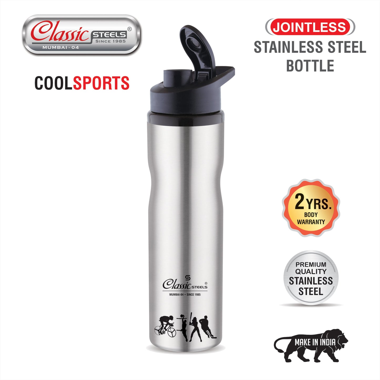 Cool Sports Single Wall Stainless Steel Water Bottle