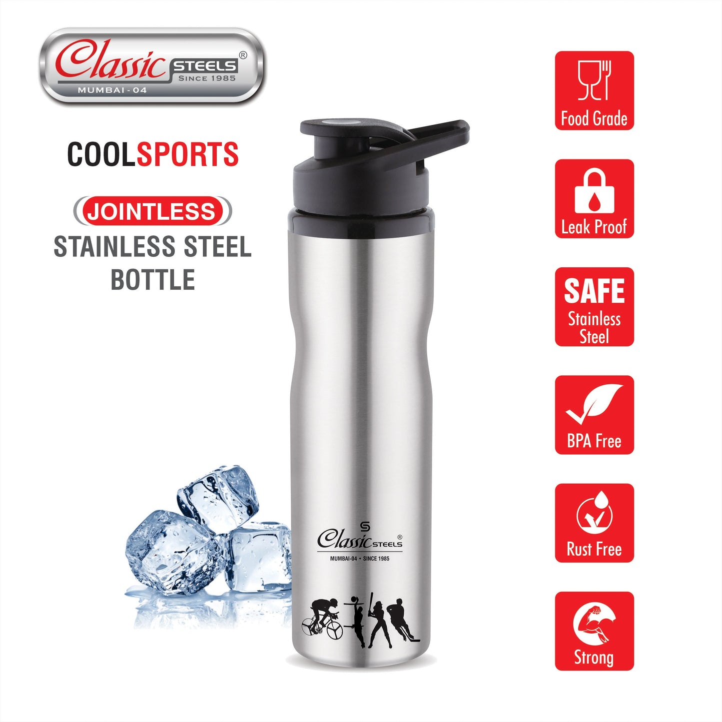 Cool Sports Single Wall Stainless Steel Water Bottle