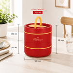 Sattvic Insulated Stainless Steel Lunch Box 2 Containers Each & 1 Container 1 Spoon Microwave Safe  Leak Proof Hot Lunch Box