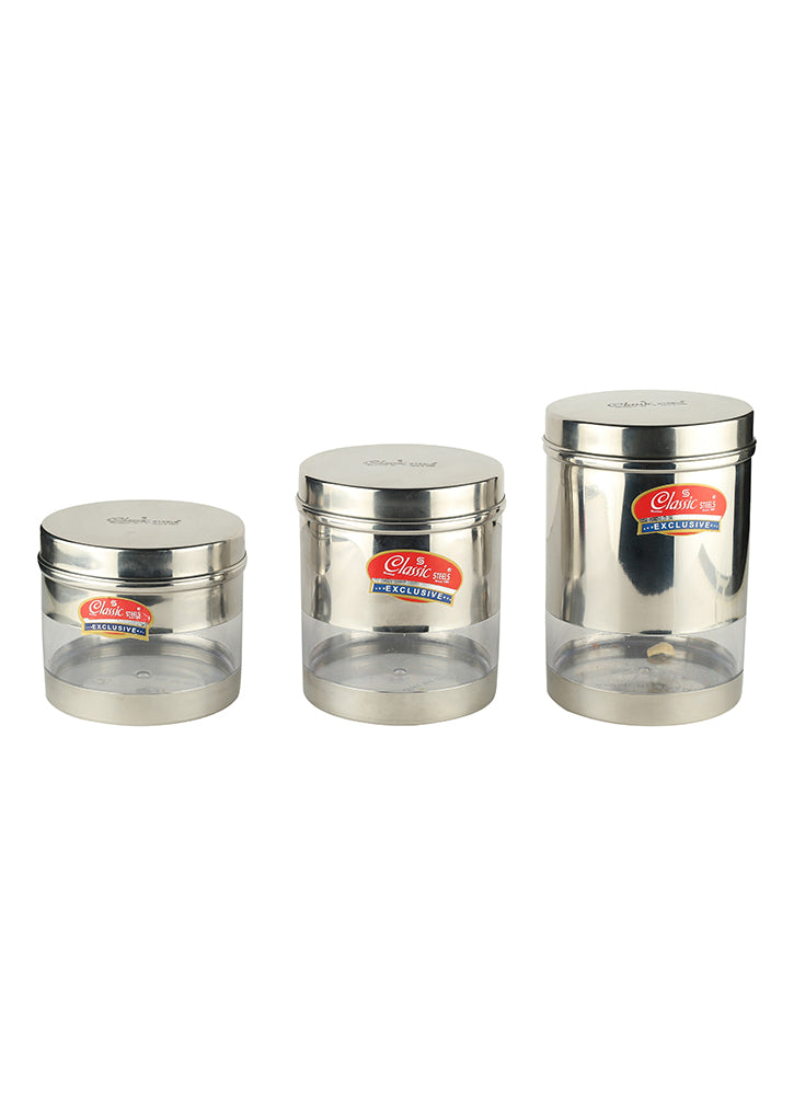 Modern See Through St. Steel Container Set Of 2