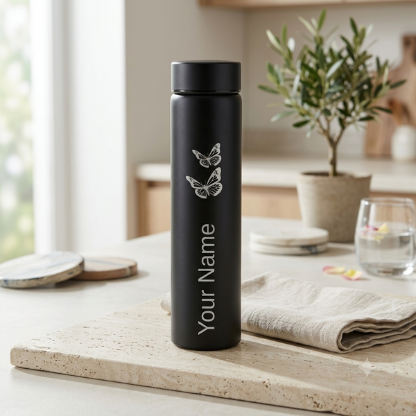 Personalized Stainless Steel Water Bottle  Customizable Super Slim Single Wall Design
