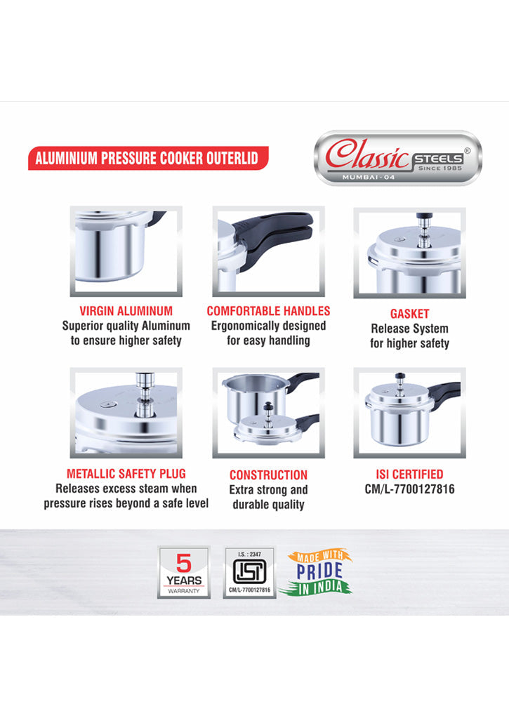 Aluminium Outer Lid Pressure Cooker