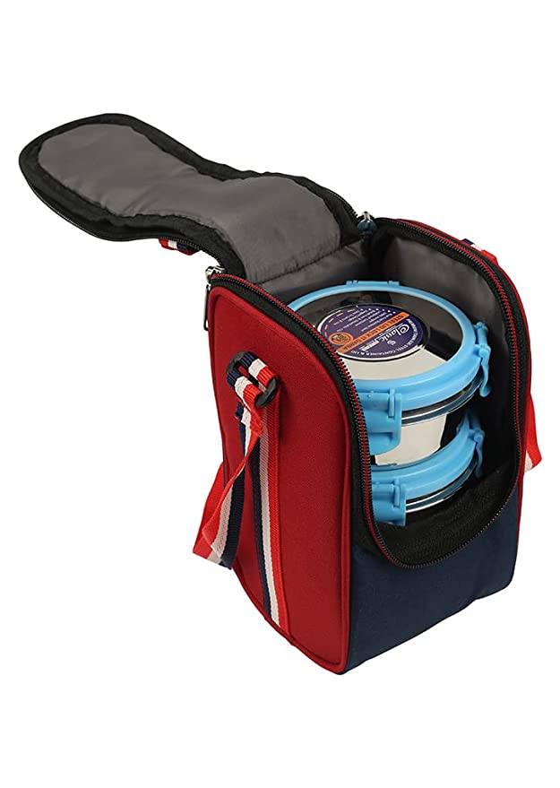 St.Steel Air Tight, Leak Proof Lunch Pack , Set of 3 Steel Containers With Insulated Foil Bag