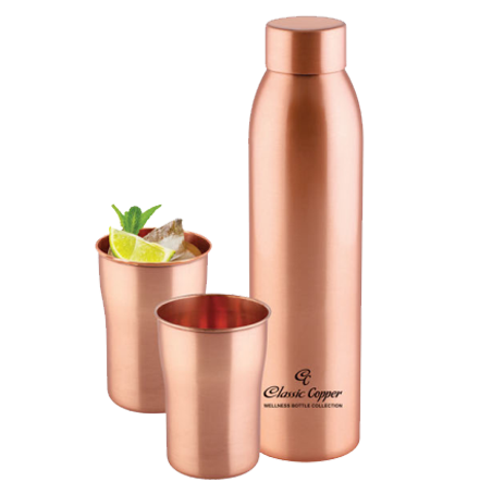 Copper Bottle & Glass Gift Set