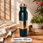 950 Copper Water Bottle,Water Bottles, Leak-Proof, Rust-Free Steel Bottle, Easy Grip, Easy to Carry, Travel Bottle, Green
