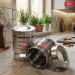 Utility Canister Set of  Airtight Stainless Steel Kitchen Storage Containers with See-Through Window & Top View Lid