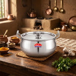 Triply Hammered Stainless Steel Handi with Lid