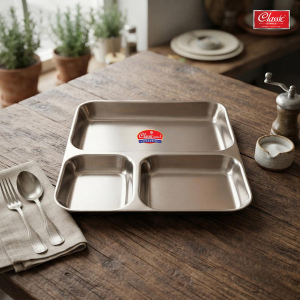 3-in-1 Square Pav Bhaji Plate