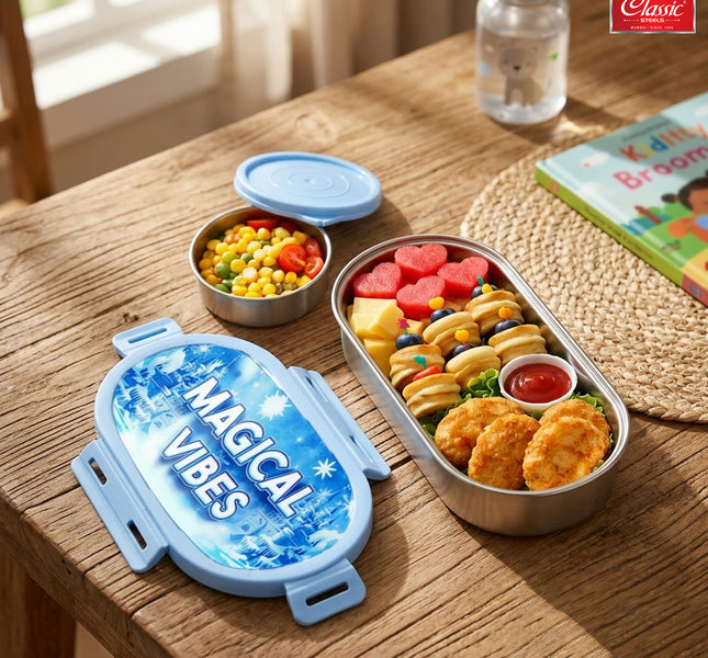 Premium Stainless Steel Kids Lunch Box for Kids  Leak-Proof Box with Silicone Seal  BPA-Free & Food Grade, Blue