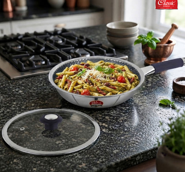 Hexa Comb Triply Frypan with Glass Lid
