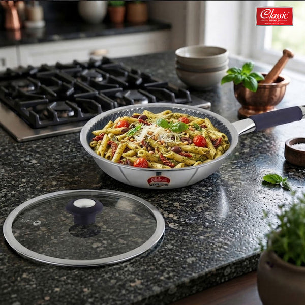 Hexa Comb Triply Frypan with Glass Lid