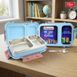Bento Duo Lunch Box for Kids 2 Compartments Stainless Steel Insulated Tiffin Box with Spoon