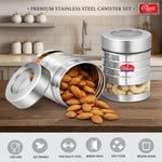 Utility Canister Set of  Airtight Stainless Steel Kitchen Storage Containers with See-Through Window & Top View Lid