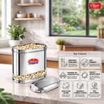 Titan Oval Stainless Steel  Kitchen Storage Canisters with Transparent Window