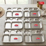 5-in-1 Stainless Steel Vatika Bhojan Thali Sets Round Dinner Plate with Compartment