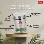 Utility Canister Set of  Airtight Stainless Steel Kitchen Storage Containers with See-Through Window & Top View Lid