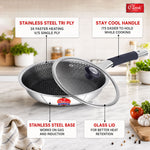 Hexa Comb Triply Frypan with Glass Lid