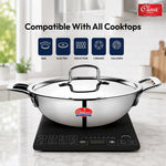 Triply Stainless Steel Kadai with Lid