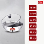 Hexa Comb Triply Stainless Steel Tasla with Glass Lid