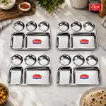5-in-1 Stainless Steel Vatika Bhojan Thali Sets Round Dinner Plate with Compartment