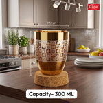 Stainless Steel Gold Laser Lotus Glass Set of 6 for Water, Milk, Lassi & Juice
