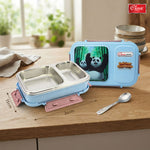 Bento Duo Lunch Box for Kids 2 Compartments Stainless Steel Insulated Tiffin Box with Spoon