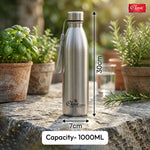 Smiley  Stainless Steel Water Bottle, Water Bottles, Single Walled, Leak-Proof, Rust-Free Steel Bottle, Easy Grip, Easy to Carry, Travel Bottle, Silver