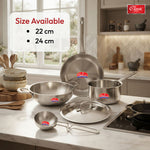 Stainless Steel Triply Cookware Gift Set (5 Pieces) with  Steel Lid, Fry Pan, Kadai, Saucepan, Tadka Pan Food-Grade Tri-Ply