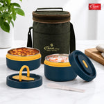 Sattvic Insulated Stainless Steel Lunch Box 2 Containers Each & 1 Container 1 Spoon Microwave Safe  Leak Proof Hot Lunch Box