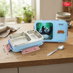 Bento Duo Lunch Box for Kids 2 Compartments Stainless Steel Insulated Tiffin Box with Spoon