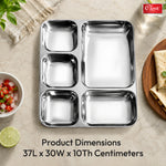Stainless Steel 5-in-1 Rectangular Bhojan Thali