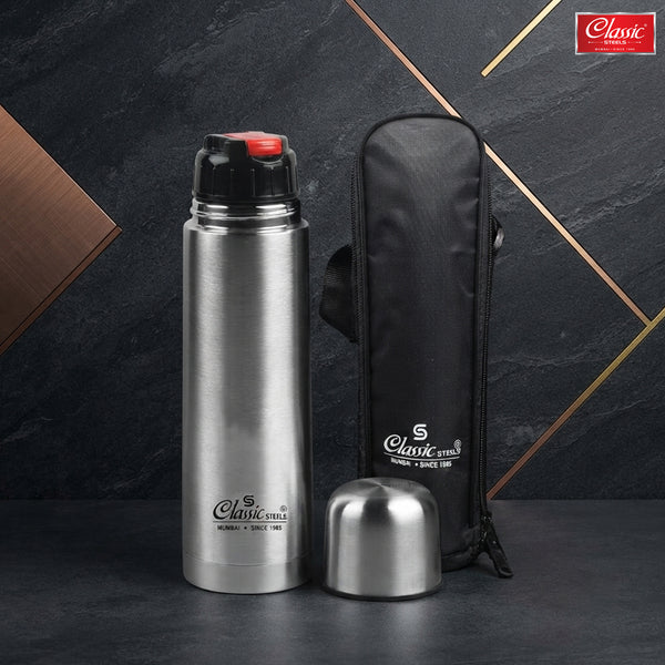 Vacuum Bullet Flask - 24 Hours Hot and Cold Water Bottle with Cover, Leak-Proof Design, Stainless Steel