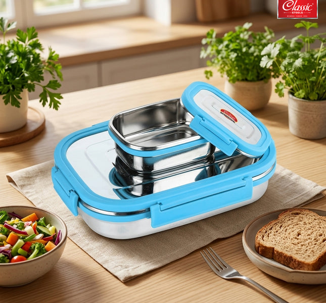 Satinless Steel Rectangle Lunch Box Leak Proof Air Tight Lunch Box