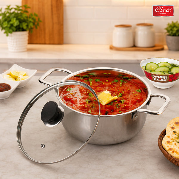 Triply Stainless Steel Saucepot with Glass Lid