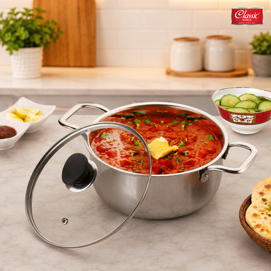 Triply Stainless Steel Saucepot with Glass Lid