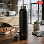 Single Wall Stainless Steel Jointless Bottle - Premium Leak Proof Water Bottle Dual Tone Black Color Pack of (1