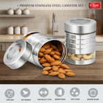 Utility Canister Set of  Airtight Stainless Steel Kitchen Storage Containers with See-Through Window & Top View Lid