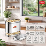 Oval Stainless Steel Kitchen Storage Canisters with Transparent Window